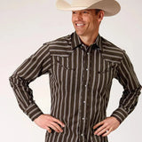 Roper Chocolate Stripe (Brown) - Men's Western Shirt - Hatcountry