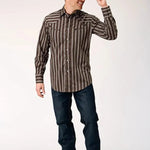 Roper Chocolate Stripe (Brown) - Men's Western Shirt - Hatcountry