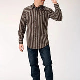 Roper Chocolate Stripe (Brown) - Men's Western Shirt - Hatcountry