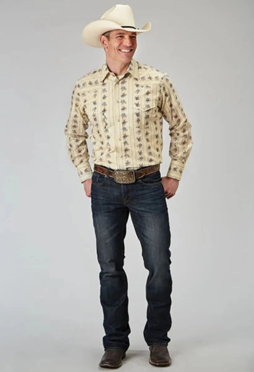 Roper Floral Stripe (Yellow) - Men's Western Shirt - Hatcountry
