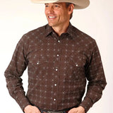 Roper Retro Print (Brown) - Men's Western Shirt - Hatcountry