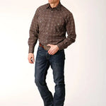 Roper Retro Print (Brown) - Men's Western Shirt - Hatcountry