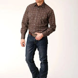 Roper Retro Print (Brown) - Men's Western Shirt - Hatcountry
