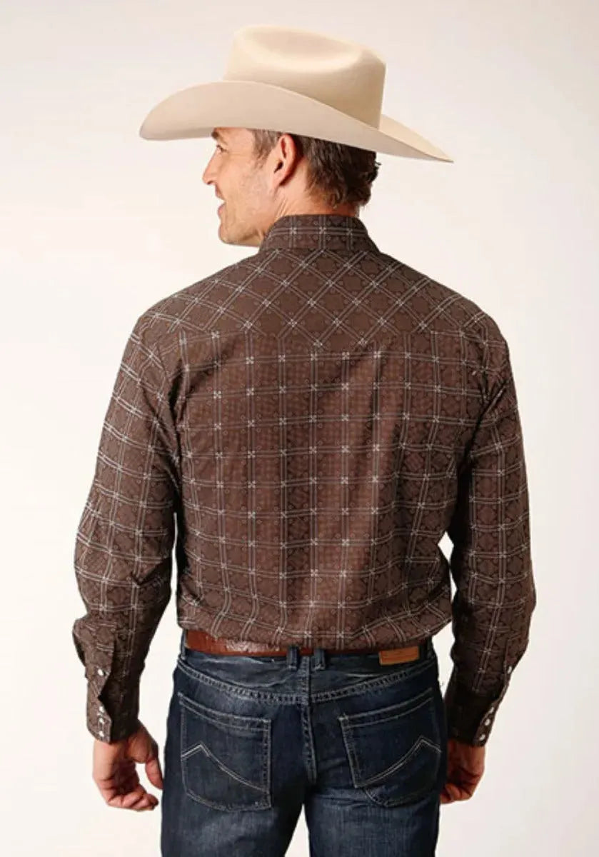 Roper Retro Print (Brown) - Men's Western Shirt - Hatcountry