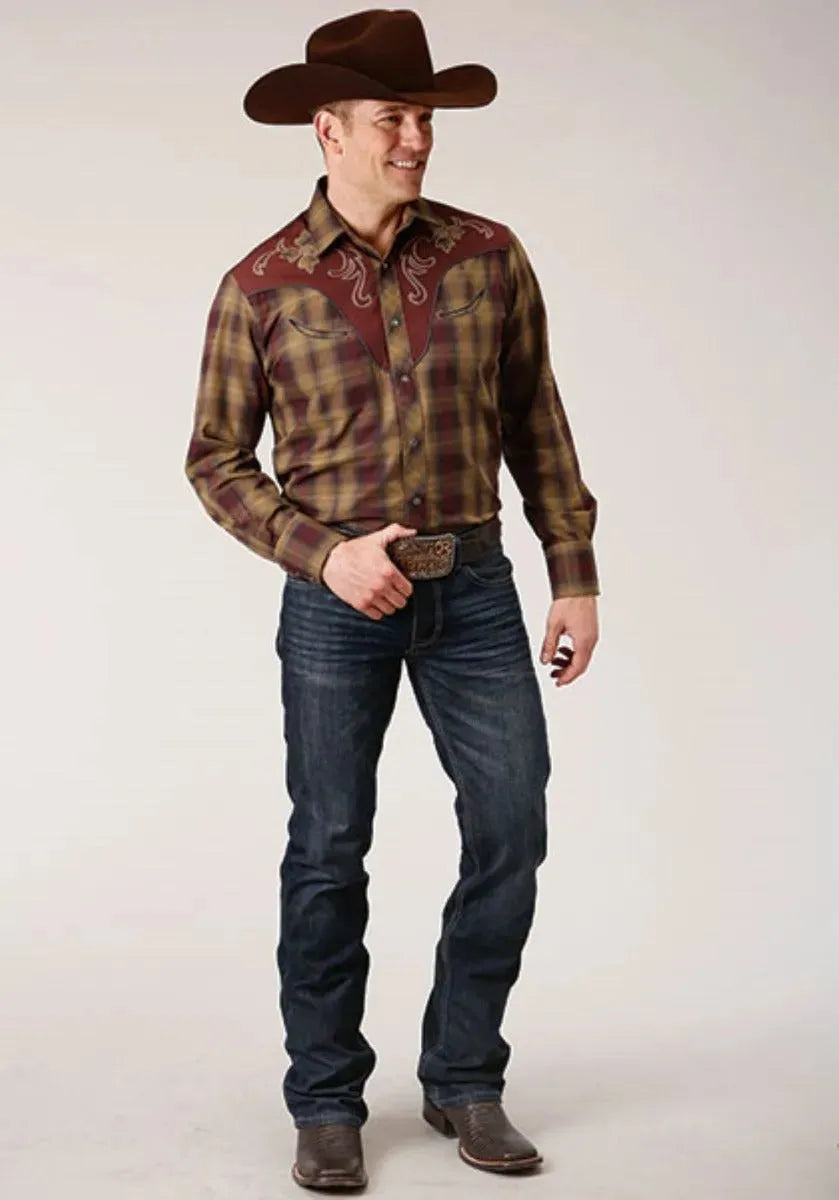Roper Redwood Ripple (Brown) - Men's Western Shirt - Hatcountry