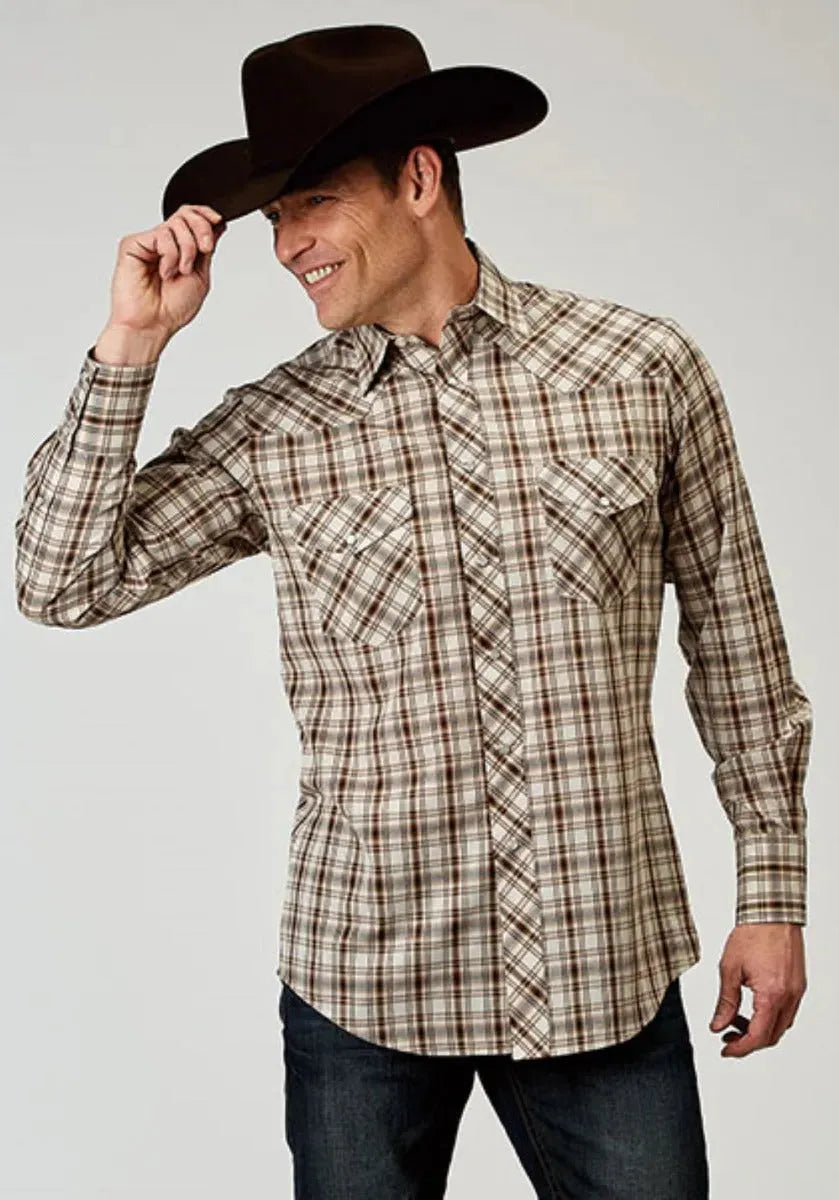 Roper Desert Plaid (Brown) - Men's Western Shirt - Hatcountry