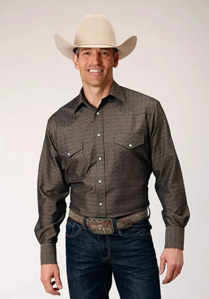 Roper Floral Tone (Grey) - Men's Western Shirt - Hatcountry