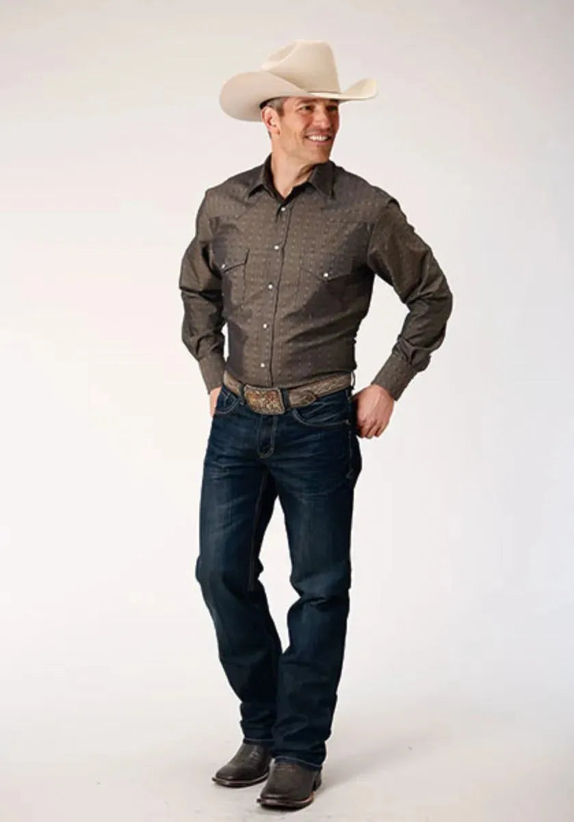 Roper Floral Tone (Grey) - Men's Western Shirt - Hatcountry