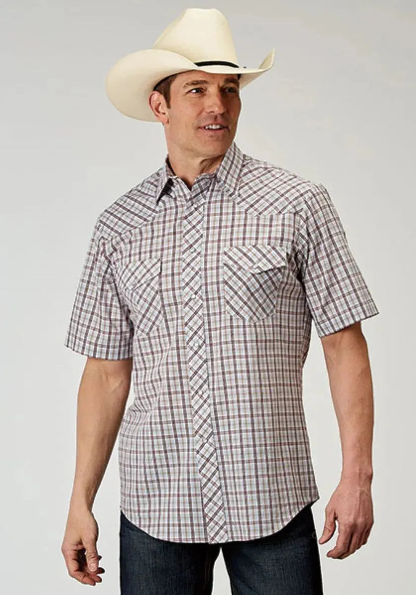 Roper Vintage Plaid (White) - Men's Western Shirt - Hatcountry