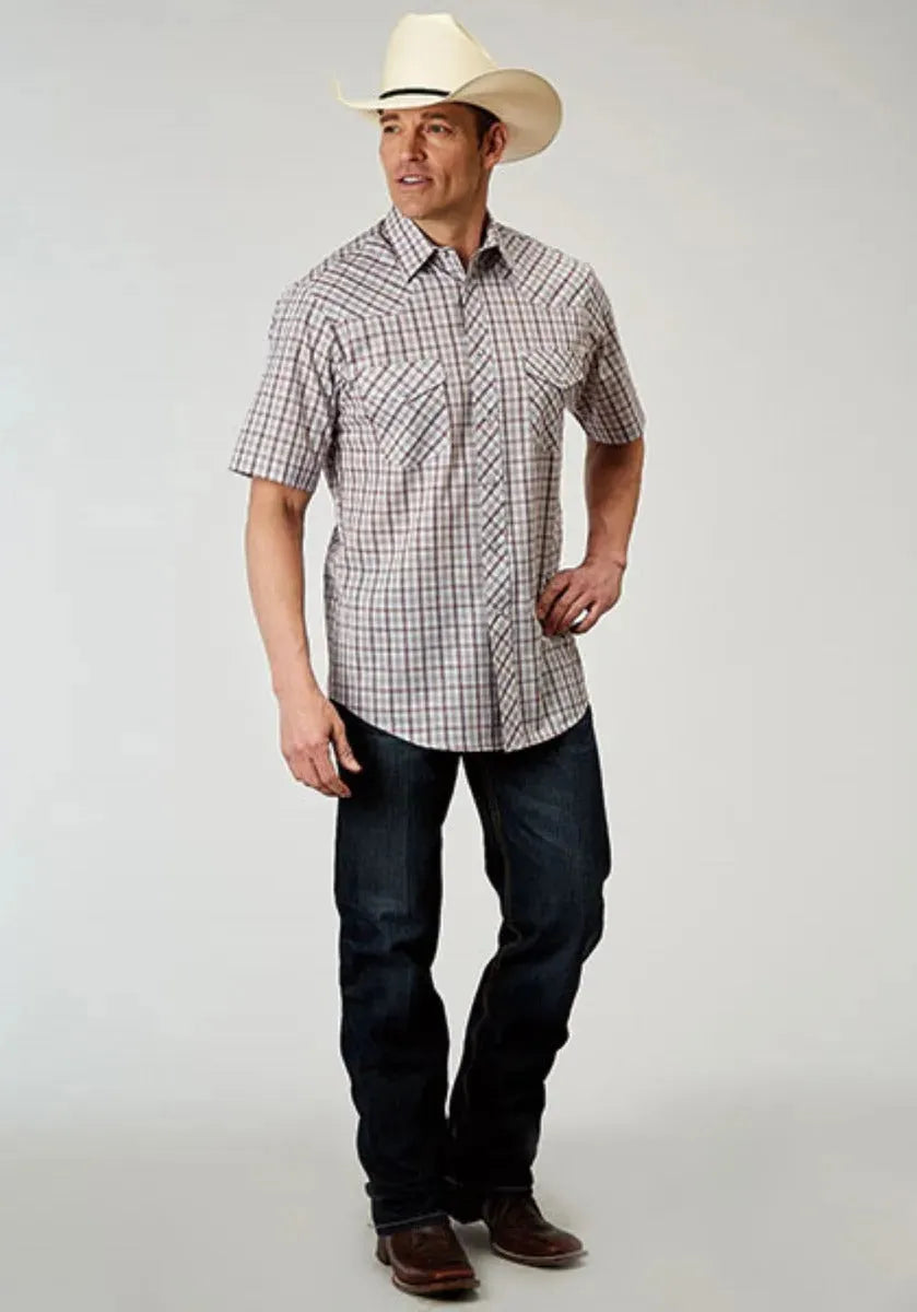 Roper Vintage Plaid (White) - Men's Western Shirt - Hatcountry