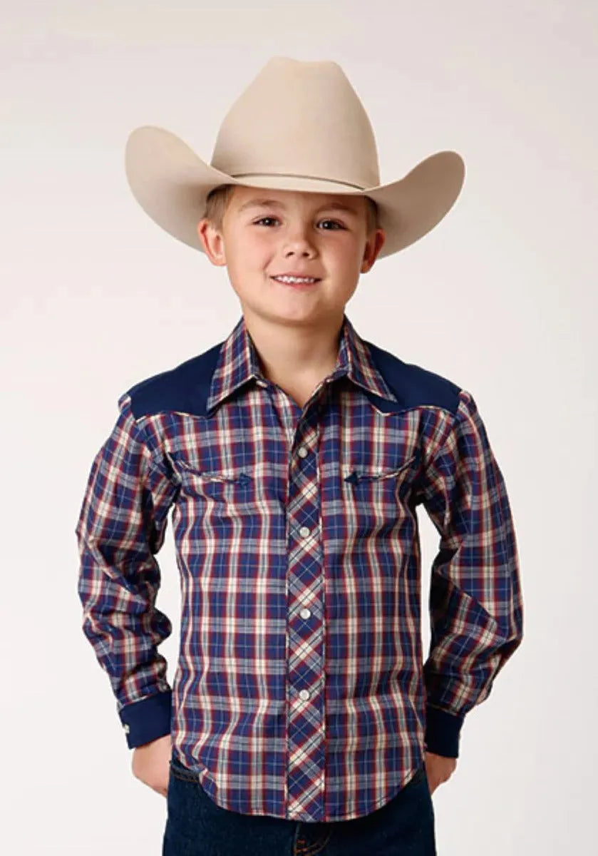 Roper Little Trailblazer (Blue) - Boy's Western Shirt - Hatcountry