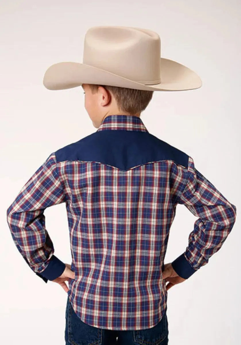 Roper Little Trailblazer (Blue) - Boy's Western Shirt - Hatcountry
