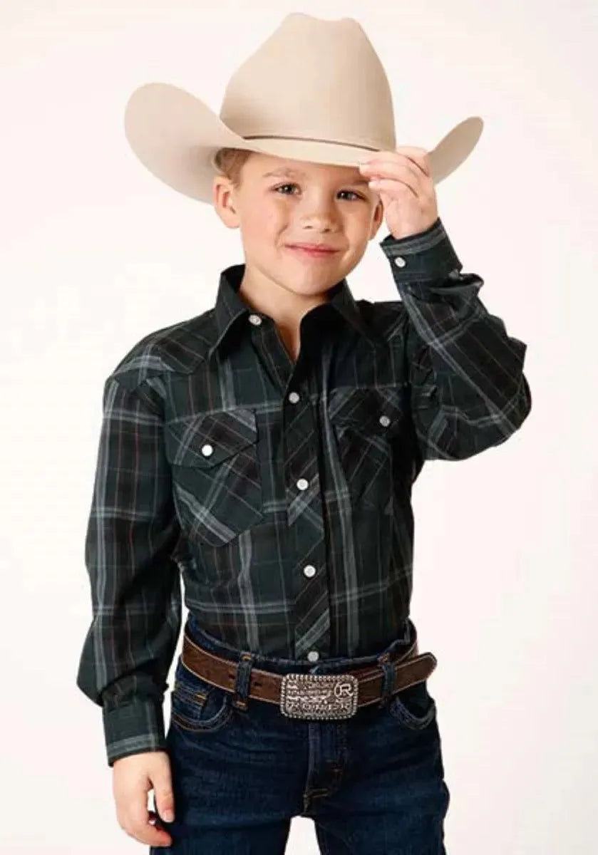 Roper Western Woods (Green) - Boy's Western Shirt - Hatcountry