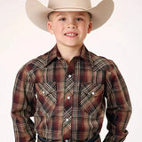 Roper Wild West Junior (Brown) - Boy's Western Shirt - Hatcountry
