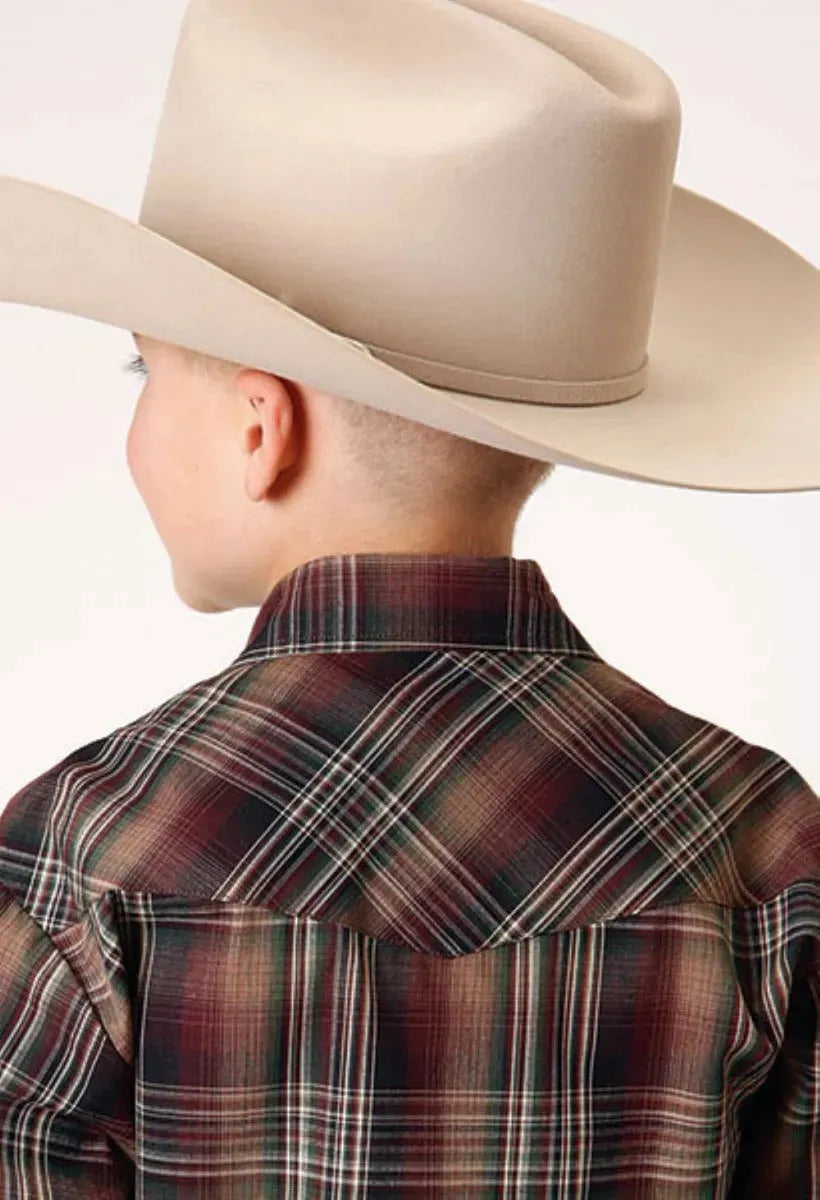 Roper Wild West Junior (Brown) - Boy's Western Shirt - Hatcountry
