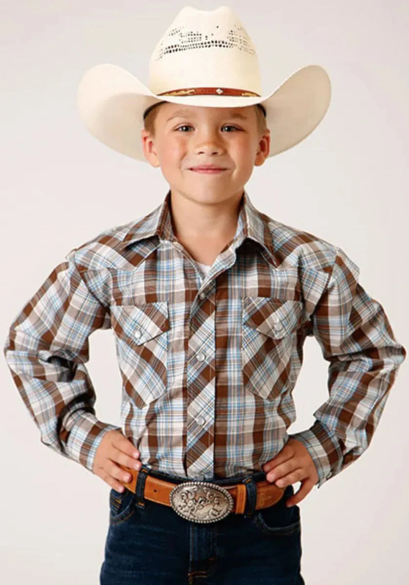 Roper Bluebird Ridge (Brown) - Boy's Western Shirt - Hatcountry