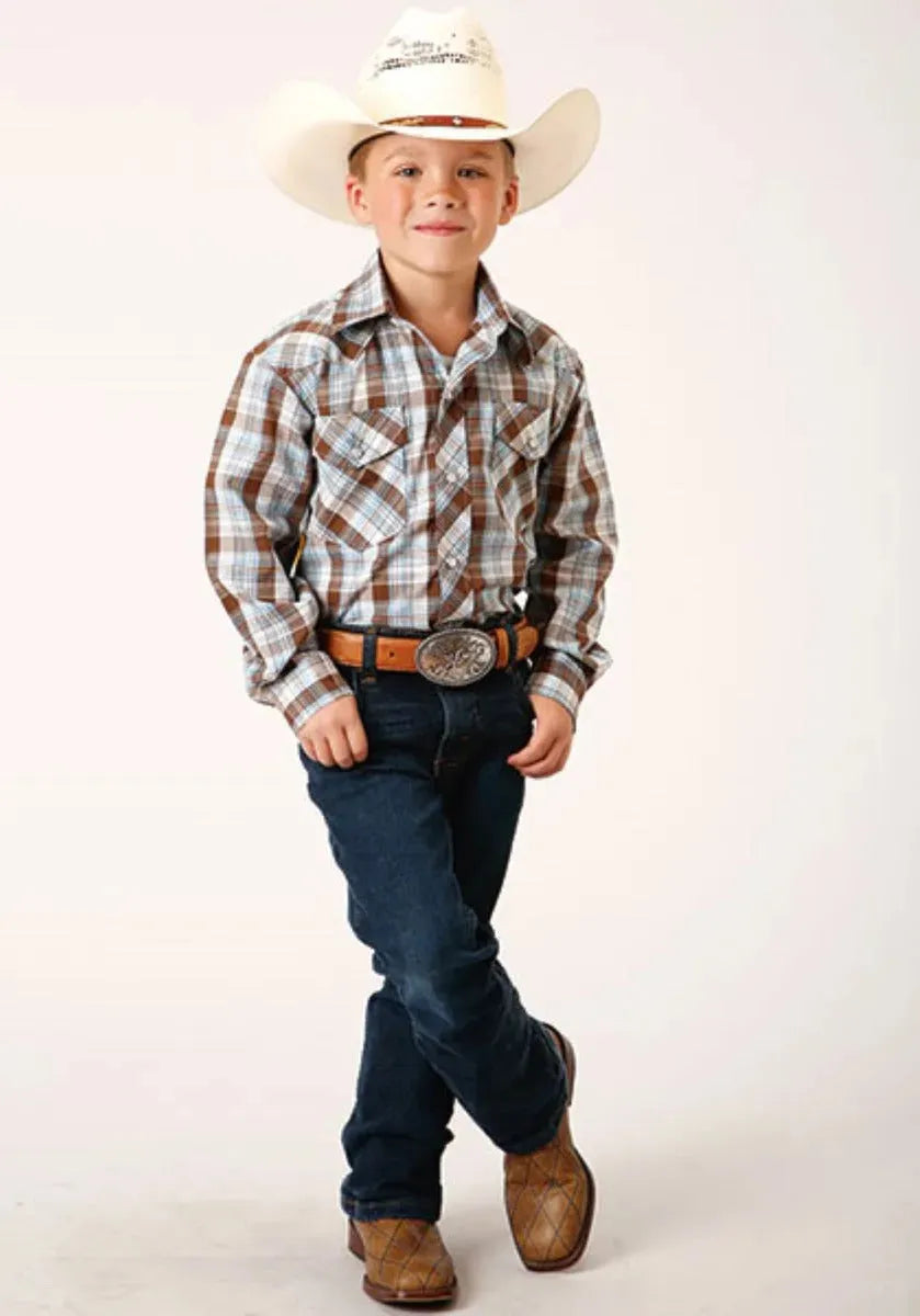 Roper Bluebird Ridge (Brown) - Boy's Western Shirt - Hatcountry