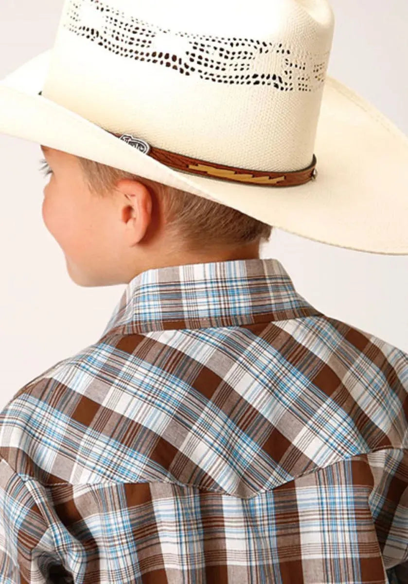Roper Bluebird Ridge (Brown) - Boy's Western Shirt - Hatcountry