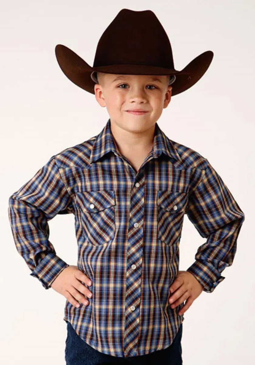 Roper Azure Skyline (Blue) - Boy's Western Shirt - Hatcountry