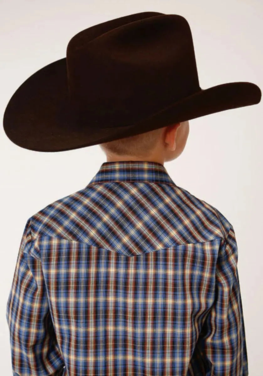 Roper Azure Skyline (Blue) - Boy's Western Shirt - Hatcountry