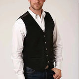 Roper Classic Suede Leather (Black) - Men's Vest (Closeout)