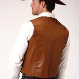 Roper Goat Nappa Vest (Brown) - Men's Vest