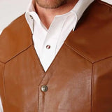 Roper Goat Nappa Vest (Brown) - Men's Vest