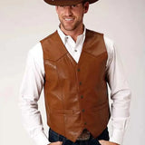 Roper Goat Nappa Vest (Brown) - Men's Vest