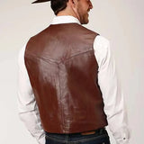 Roper Lamb Nappa Vest (Dark Brown) - Men's Vest