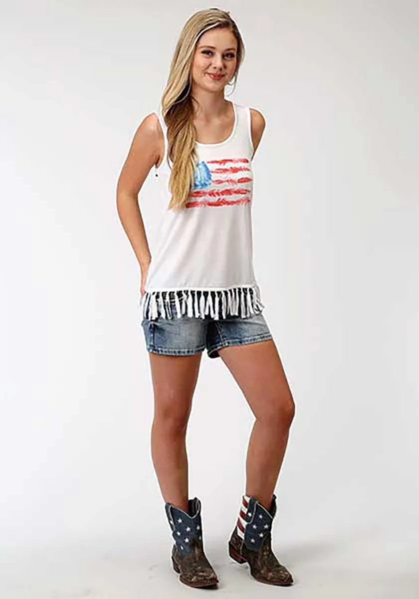 Roper Americana (White) - Women's Tank Top - Hatcountry