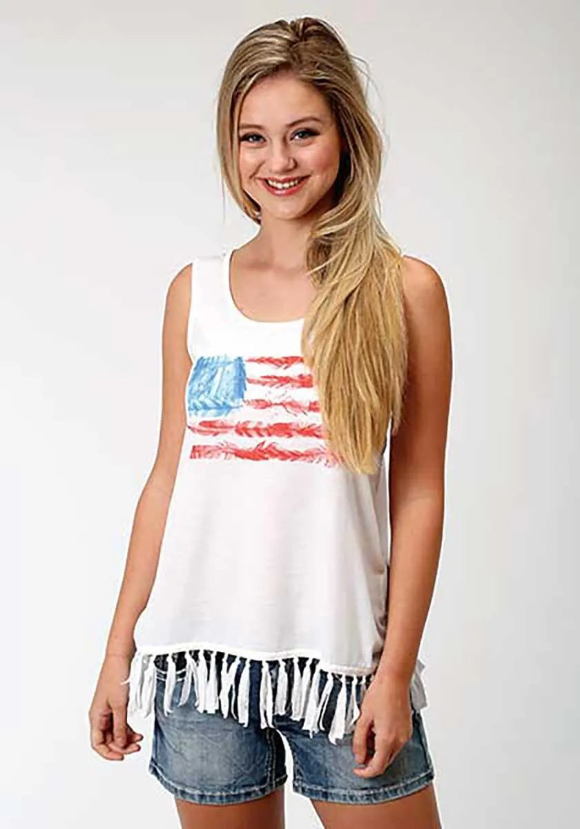 Roper Americana (White) - Women's Tank Top - Hatcountry