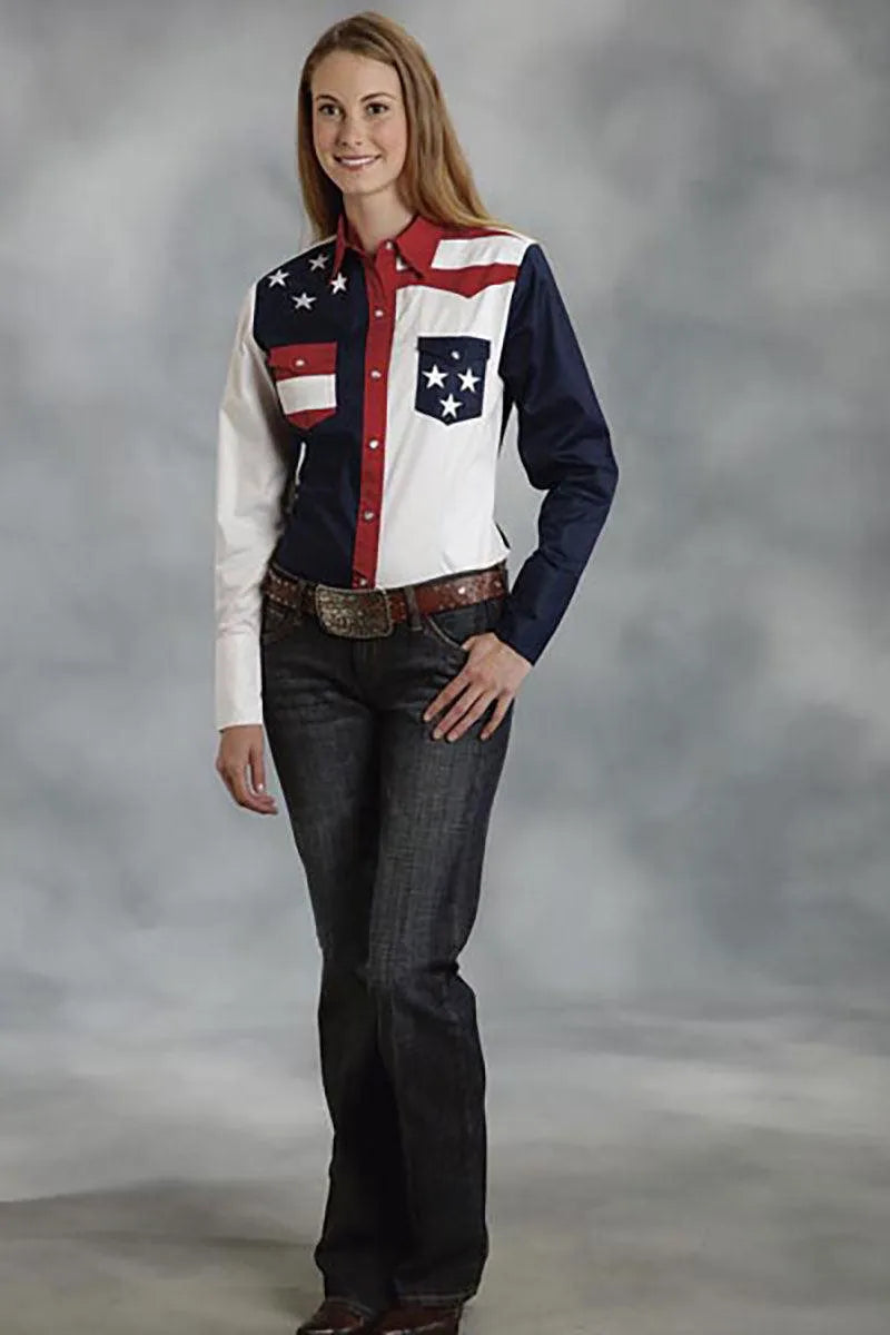 Roper American Flag Long Sleeve Snap - Women's Shirt - Hatcountry