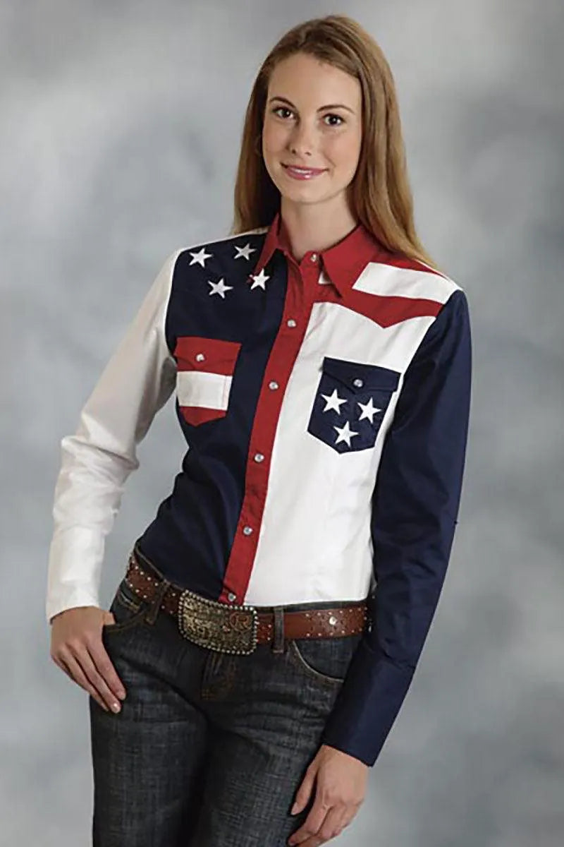 Roper American Flag Long Sleeve Snap - Women's Shirt - Hatcountry