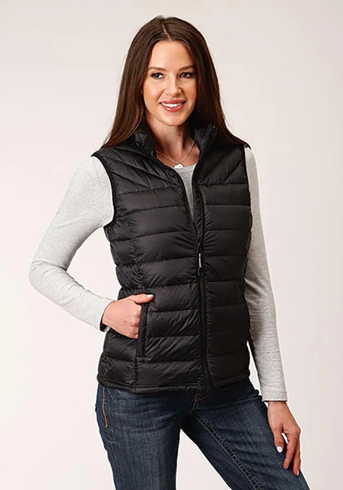 Roper Horizontal Quilted Down Vest (Black) Women's Vest