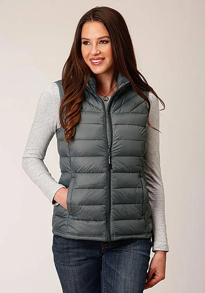 Quilted Vest Women's Lightweight Nylon Vest Roper Horizontal