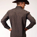 Roper Denim Blue Diamond Medallion (Brown) - Men's Western Shirt