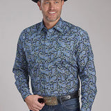 Roper Deep Cobalt Paisley (Blue) - Men's Western Shirt