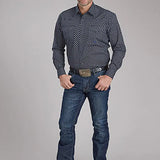 Roper Deep Cobalt Blue Diamond (Black) - Men's Western Shirt
