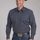 Roper Deep Cobalt Blue Diamond (Black) - Men's Western Shirt
