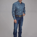Roper Fall River Paisley (Blue) - Men's Western Shirt