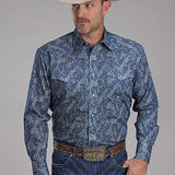 Roper Fall River Paisley (Blue) - Men's Western Shirt