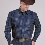 Roper 2584 Pinwheel Foulard (Blue) - Men's Western Shirt