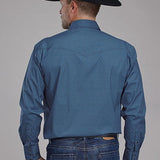 Roper 2163 Stretch Diamond Print (Blue) - Men's Western Shirt