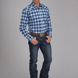 Roper 2164 Stretch Plaid (Blue) - Men's Western Shirt