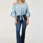 Roper Floral Applique (Denim) - Women's Cotton Shirt - Hatcountry