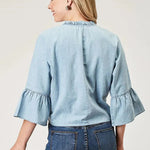 Roper Floral Applique (Denim) - Women's Cotton Shirt - Hatcountry