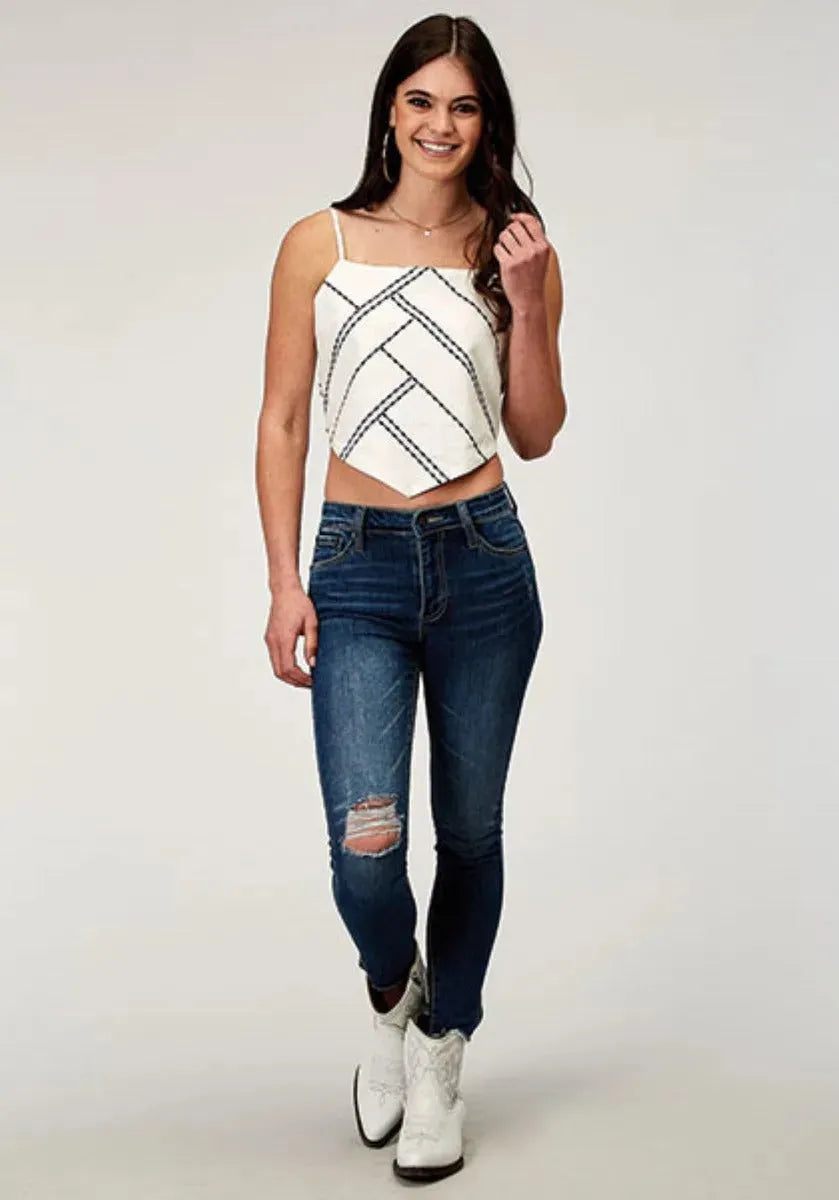 Roper Embroidered Bandana (White) - Women's Tank - Hatcountry