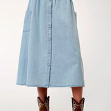 Roper 1789 Long Denim (Blue) - Women's Skirt