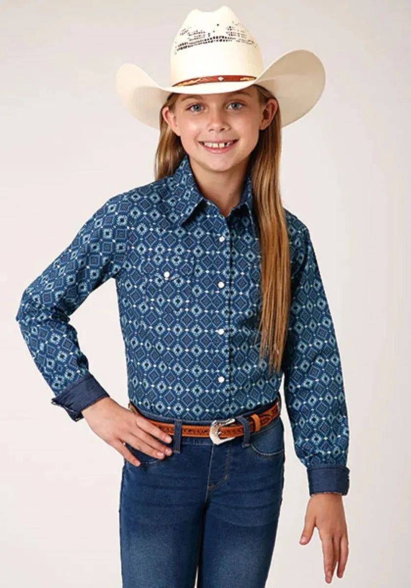 Roper West Made (Mini Aztec) - Girl's Western Snap Shirts (Closeout) - Hatcountry