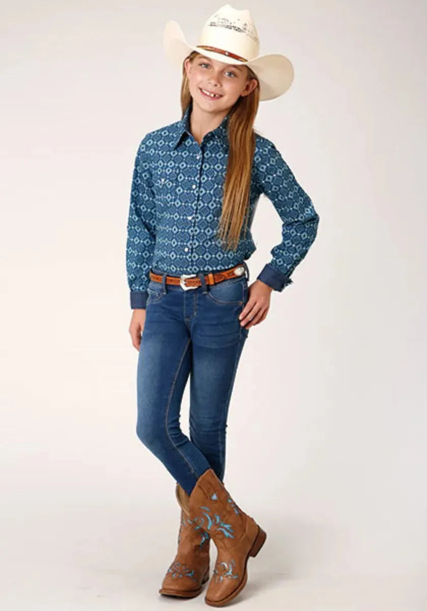 Roper West Made (Mini Aztec) - Girl's Western Snap Shirts (Closeout) - Hatcountry